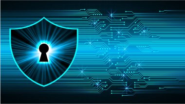 Sayısal arkaplan ve siber güvenlik konusunda kapatılmış asma kilit