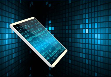 Mavi ekranlı ikili kodların dijital bileşimi