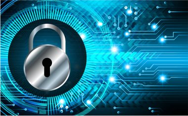 Sayısal arkaplan ve siber güvenlik konusunda kapatılmış asma kilit