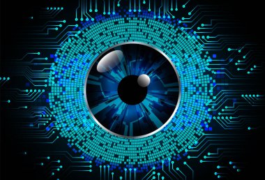 Mavi göz siber devre gelecekteki teknoloji konsepti