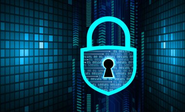 Sayısal arkaplan ve siber güvenlik konusunda kapatılmış asma kilit