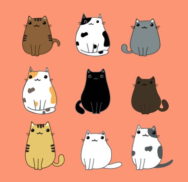 Şirin kediler. vektör illüstrasyonu