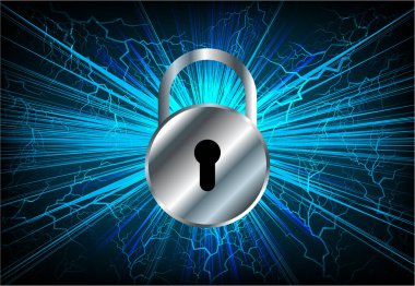 Sayısal arkaplan ve siber güvenlik konusunda kapatılmış asma kilit