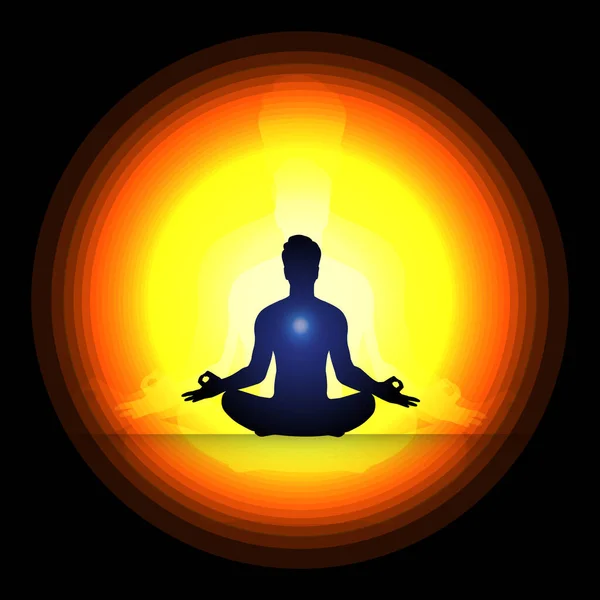 Meditación Del Hombre Vector Yoga — Vector de stock