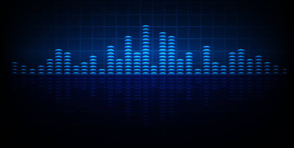 Sound waves oscillating dark blue light