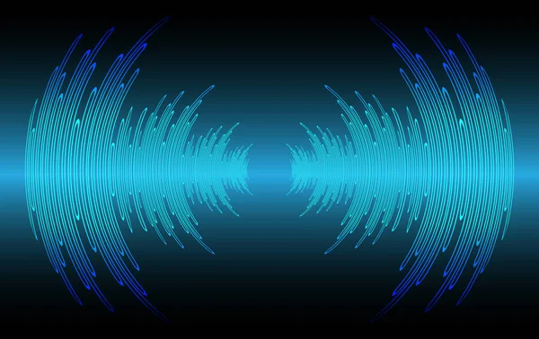 Sound Waves Oscillating Dark Blue Light — Stock Vector