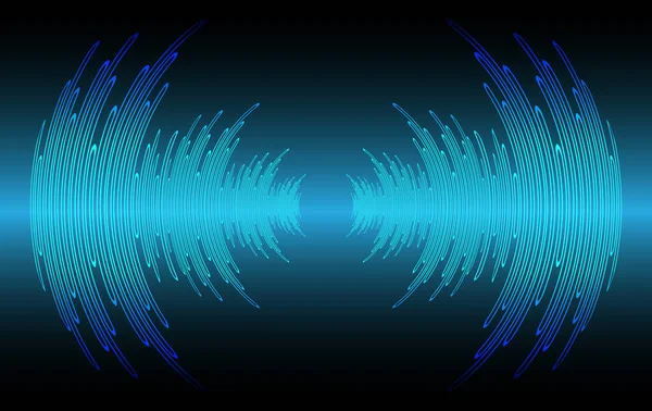 Ondas Sonoras Oscilando Luz Azul Escura —  Vetores de Stock