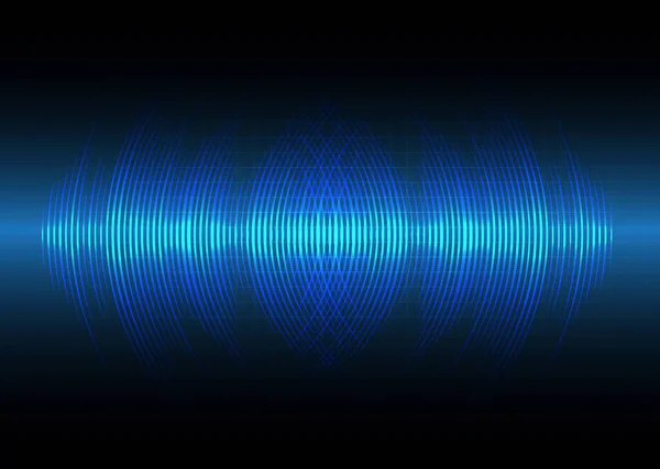 Sound Waves Oscillating Dark Blue Light — Stock Vector