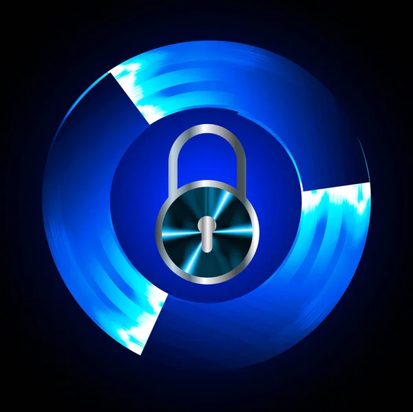 Sayısal Arkaplan Siber Güvenlik Konusunda Kapatılmış Asma Kilit — Stok Vektör