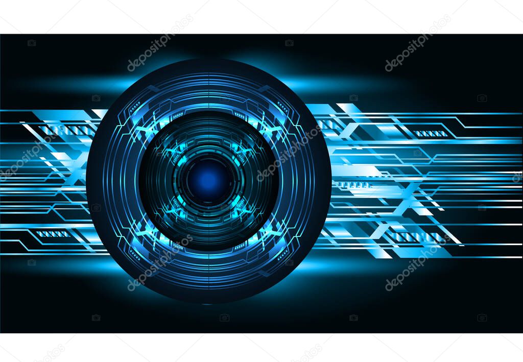 Blue eye cyber circuit future technology concept background