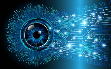 Mavi göz siber devre gelecekteki teknoloji konsepti