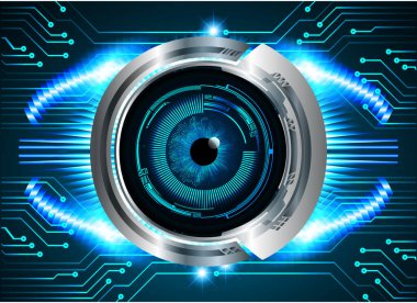 Mavi göz siber devre gelecekteki teknoloji konsepti