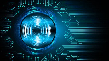 Mavi göz siber devre gelecekteki teknoloji konsepti