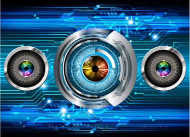 Mavi göz siber devre gelecekteki teknoloji konsepti