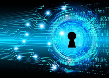 Sayısal arkaplan ve siber güvenlik konusunda kapatılmış asma kilit