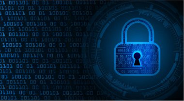 Sayısal arkaplan ve siber güvenlik konusunda kapatılmış asma kilit