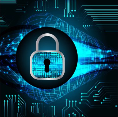 Sayısal arkaplan ve siber güvenlik konusunda kapatılmış asma kilit