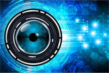 Mavi göz siber devre gelecekteki teknoloji konsepti