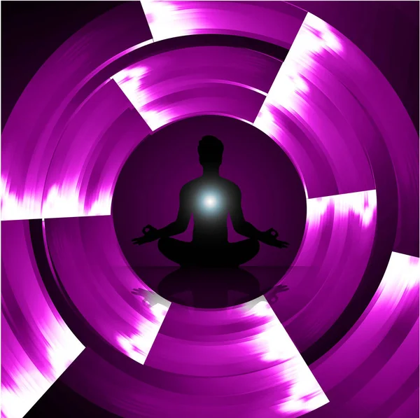 Man Meditate Abstract Radius Background Yoga — Stock Vector