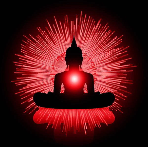 Zwart Boeddha Silhouet Tegen Donkere Achtergrond Yoga — Stockvector