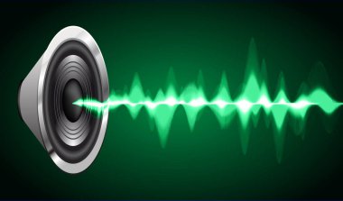 Koyu arkaplanda parlayan ses dalgaları