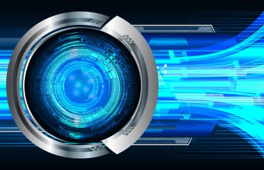 Mavi yuvarlak düğmeli fütüristik teknoloji arka planı