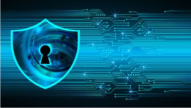 Ekranda 3D kalkan simgeleri olan dijital güvenlik kavramı