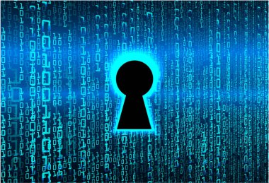 mavi arkaplanda dijital kod güvenlik anahtarı