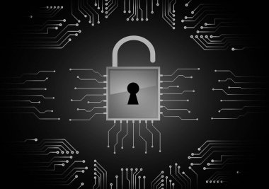 Devre kartı ile güvenlik kavramının vektör çizimi