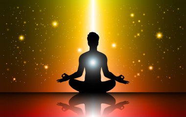Lotus pozunda meditasyon yapan Buda 'nın vektör çizimi
