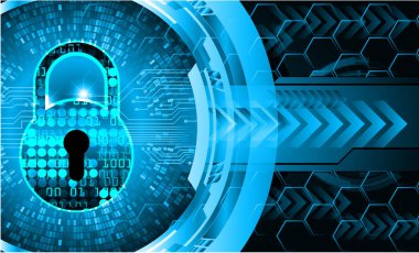 Mavi arkaplanda asma kilit ve kilit