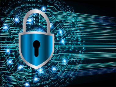 Ekranda kilit simgesi olan asma kilit ve devre kartı