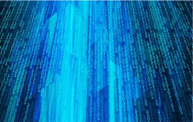 İkili kod ve sayılarla soyut arkaplan