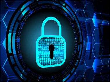 mavi arkaplanda asma kilitli güvenlik kilidi kavramı