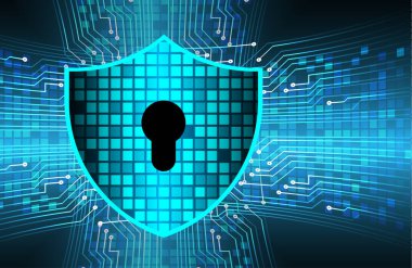 Yeşil arkaplan üzerinde asma kilit simgesi ve bağlantı çizgileri olan dijital tablet bilgisayarında siber güvenlik kavramı