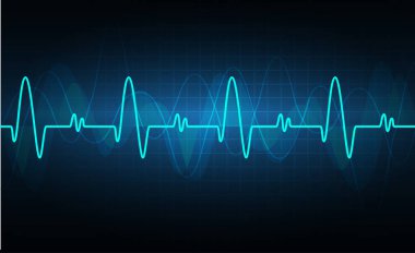 Siyah bir arkaplanda kalp atışının vektör çizimi