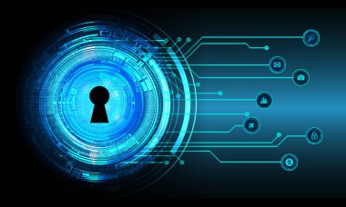 dijital güvenlik kavramı: asma kilitli siber saldırı ve siyah arkaplanda ikili kod