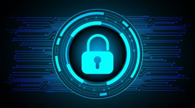 Siyah arkaplanda 3D asma kilit ve kilit çizimi