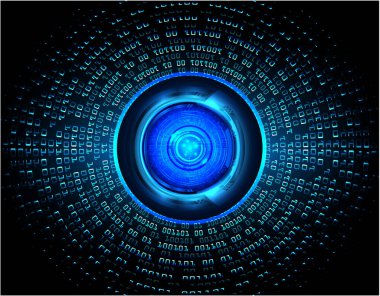 İkili sayılar ve büyüteçle soyut arkaplan