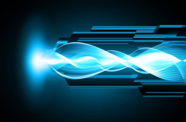 Koyu arkaplanda parlayan neon çizgiler, vektör teknolojisi çizimi