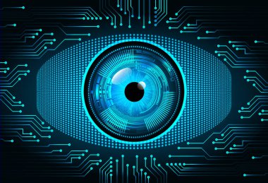 Fütürist devre ile soyut mavi arkaplan