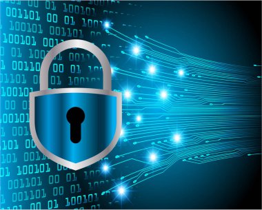 mavi arkaplanda ikili kodlu güvenlik kilidi