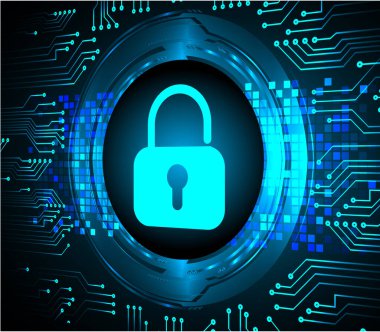 Bir kilit ve devre kartının vektör çizimi