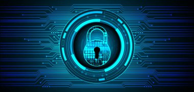 Arka planda asma kilit olan siber güvenlik kavramı