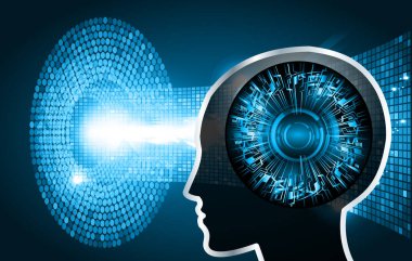 İkili kodlu üç boyutlu insan kafasının dijital bileşimi