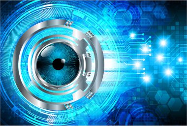 Sanal ekranlı soyut mavi göz