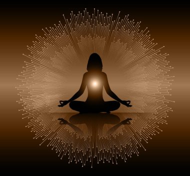 Yoga meditasyon konsepti. vektör illüstrasyonu