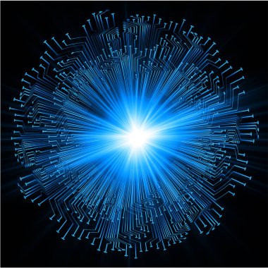 Işık izli teknolojik devre kartının soyut bileşimi