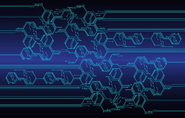 Çeşitli teknolojik elementlere sahip soyut arkaplan