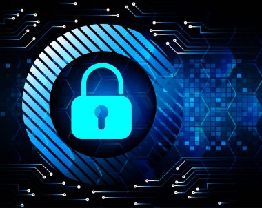 asma kilit ikon tasarımı ile siber güvenlik kavramı, vektör illüstrasyonu 10 eps grafik.